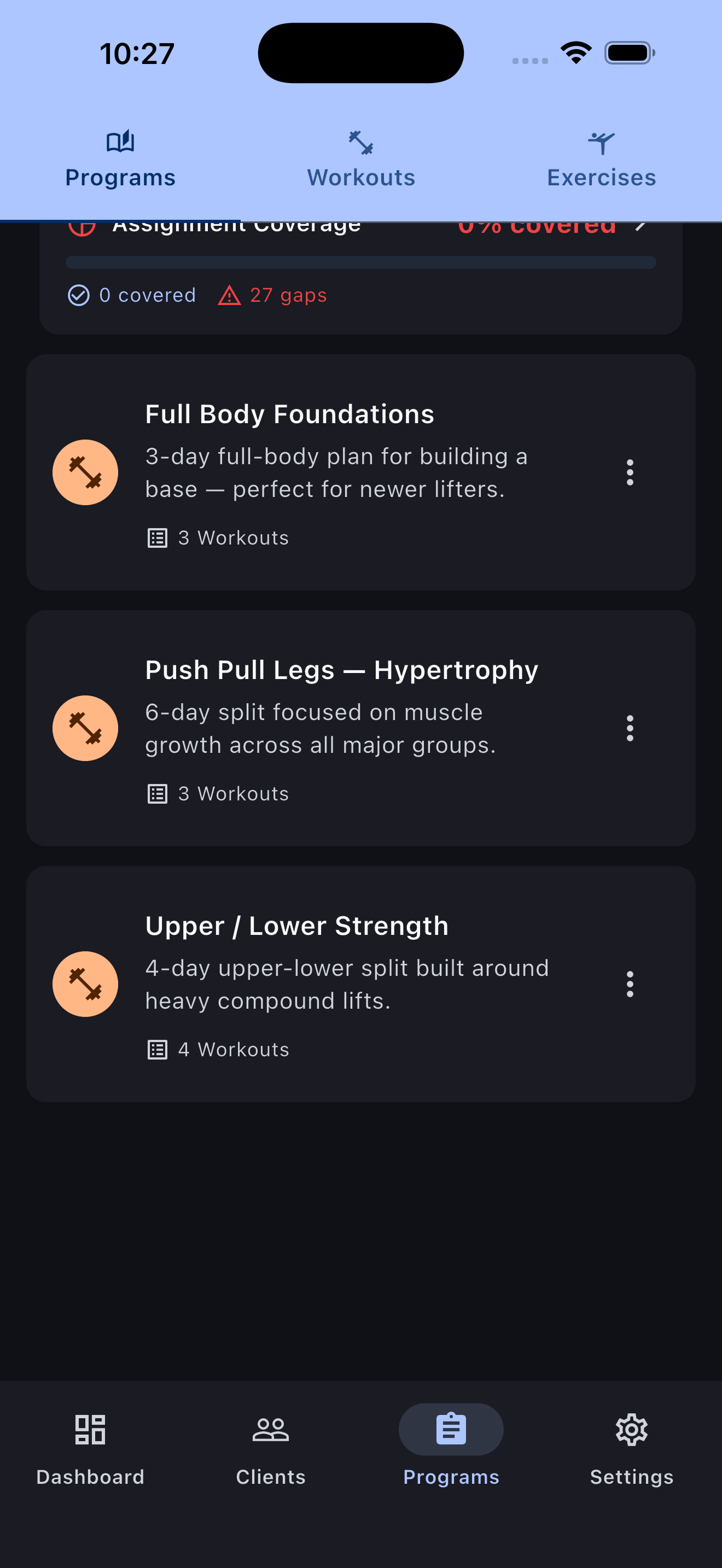 Training program library